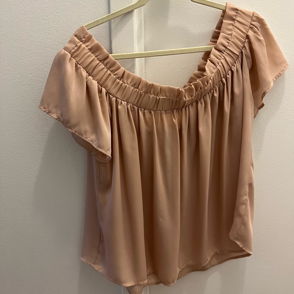 Urban Outfitters off the shoulder top in ballet pink